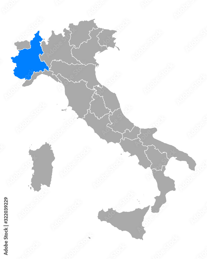 Karte von Piemont in Italien