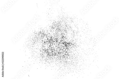 Black Grainy Texture Isolated On White Background. Dust Overlay. Dark Noise Granules. Digitally Generated Image. Vector Design Elements, Illustration, Eps 10.