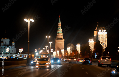 Photography night view of moscow russia