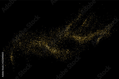 Gold glitter texture isolated on black. Amber particles color. Celebratory background. Golden explosion of confetti. Vector illustration,eps 10.