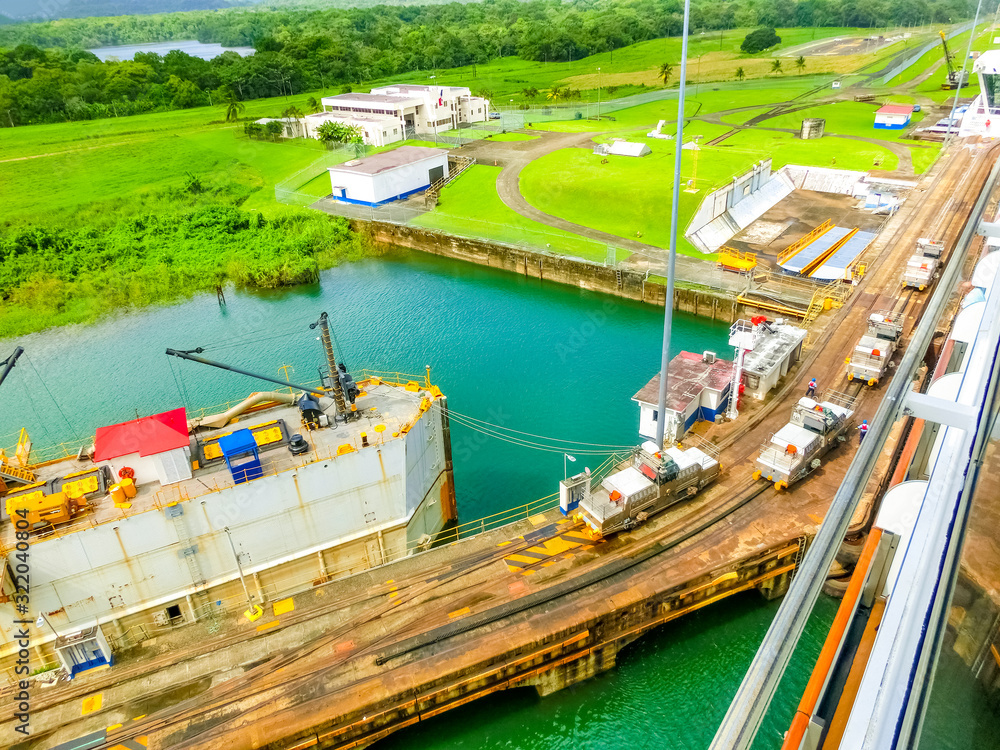 View of Panama Canal from cruise ship