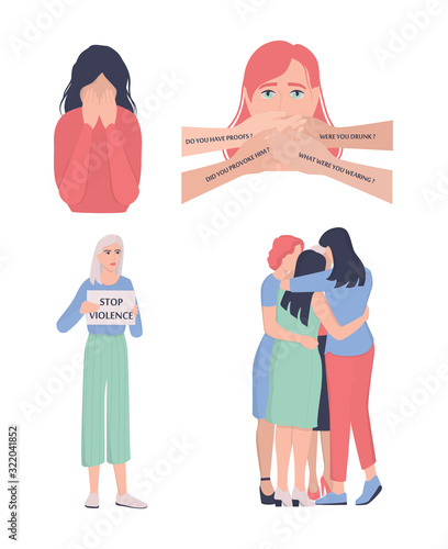 Sexual harassment and victim shaming concept. World social gender problem