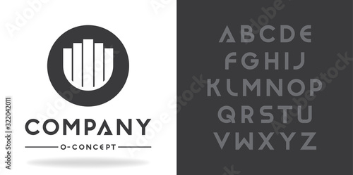 Real Estate, Business logo template. Font character design with font family.