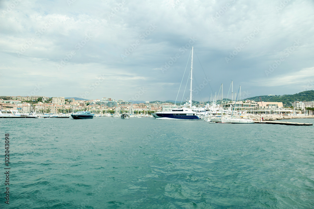 Yachts And Sail Boats Moored At The Port Of Cannes, France
