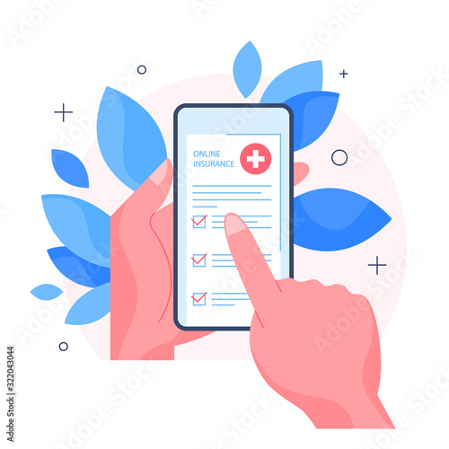 Health insurance online concept. Health and real estate, savings
