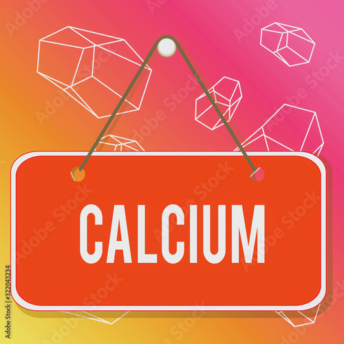 Word writing text Calcium. Business photo showcasing fifth most abundant element in the human body Silverwhite metal Colored memo reminder empty board blank space attach background rectangle photo