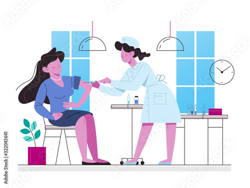 Vaccination concept. Woman having a vaccine injection.