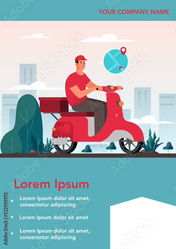 Food delivery advert banner. Online delivery concept.