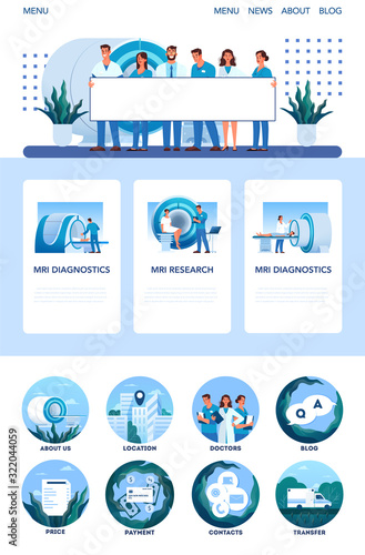 Magnetic resonance imaging application page. Medical research and diagnosis.