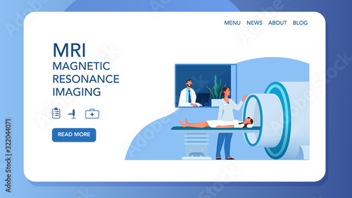 MRI clinic website banner concept. Medical research and diagnosis.