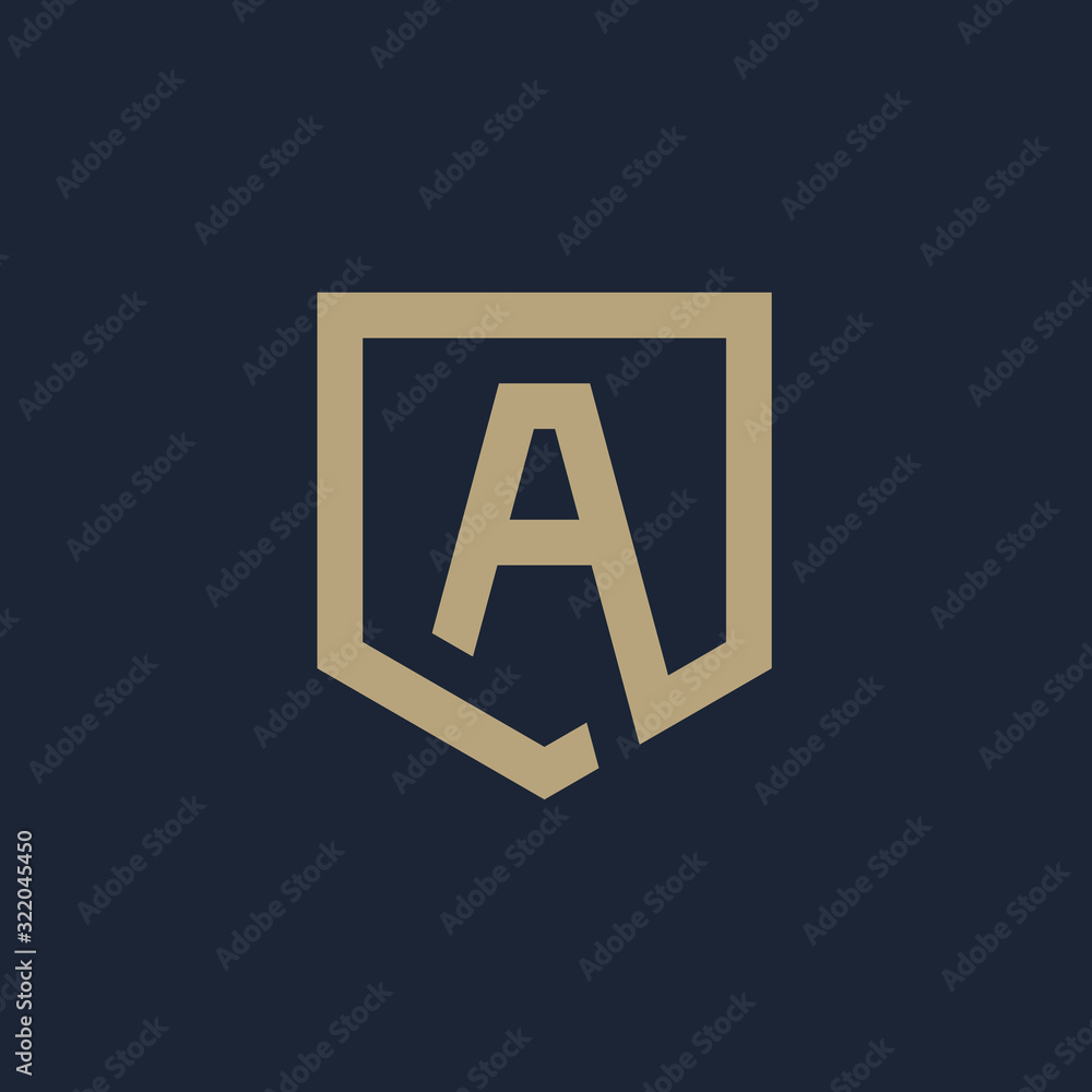 Letter A Shield logo design. Shield Line geometry for company Security logo. Logo Icon Template for Web and Business Card. - vector Letter A Shield logo design. Shield Line geometry for company Security logo. Logo Icon Template for Web and Business Card. - vector