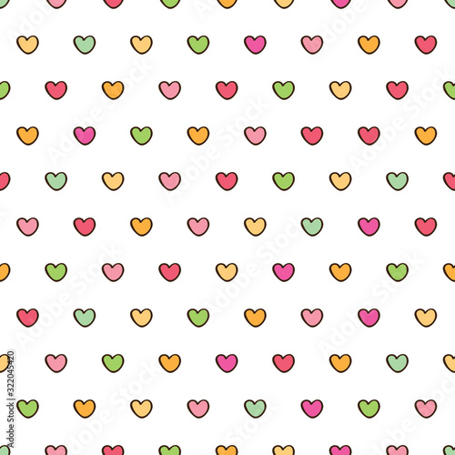 Fototapeta Naklejka Na Ścianę i Meble -  Seamless pattern with cute hearts for gift wrap, textile or book covers, wallpapers and scrapbook. Background for Valentine's Day, birthday, Mother's Day, March 8, wedding invitations.
