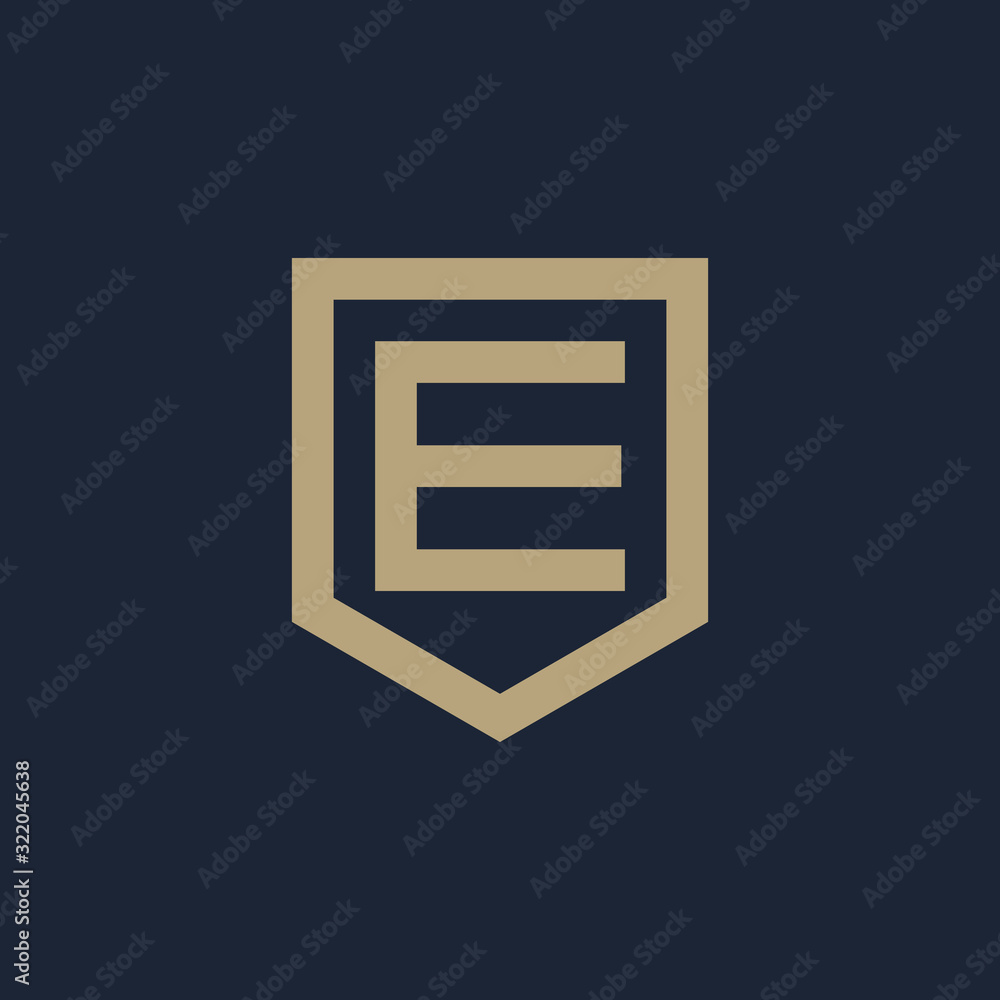 Letter E Shield logo design. Shield Line geometry for company Security logo. Logo Icon Template for Web and Business Card. - vector Letter E Shield logo design. Shield Line geometry for company Security logo. Logo Icon Template for Web and Business Card. - vector