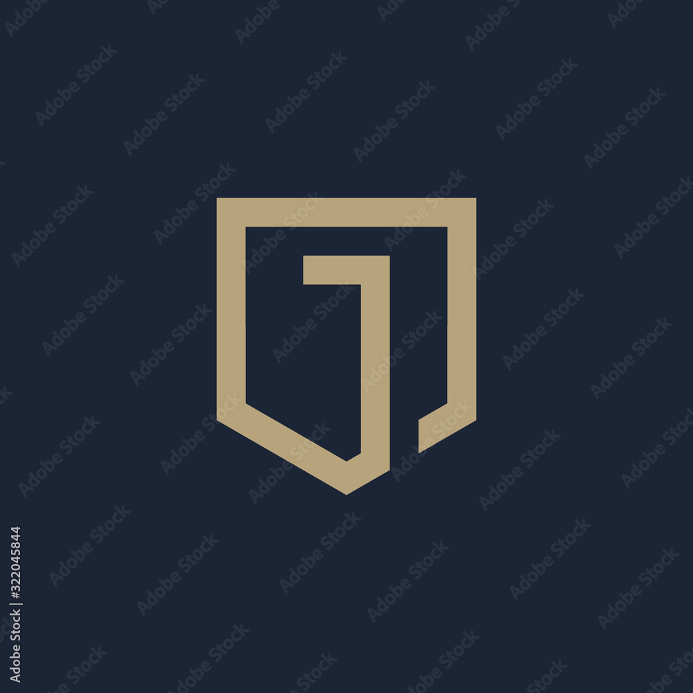 Letter J Shield logo design. Shield Line geometry for company Security logo. Logo Icon Template for Web and Business Card. - vector Letter J Shield logo design. Shield Line geometry for company Security logo. Logo Icon Template for Web and Business Card. - vector