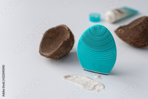 Cleansing brush for the face. Home spa salon.