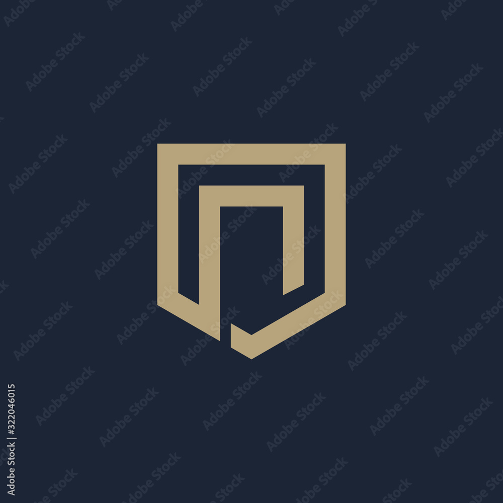 Letter N Shield logo design. Shield Line geometry for company Security logo. Logo Icon Template for Web and Business Card. - vector Letter N Shield logo design. Shield Line geometry for company Security logo. Logo Icon Template for Web and Business Card. - vector