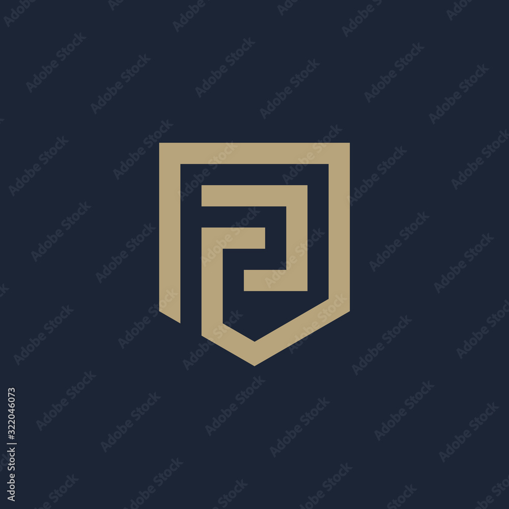Letter F P Shield logo design. Shield Line geometry for company Security logo. Logo Icon Template for Web and Business Card. - vector Letter F P Shield logo design. Shield Line geometry for company Security logo. Logo Icon Template for Web and Business Card. - vector