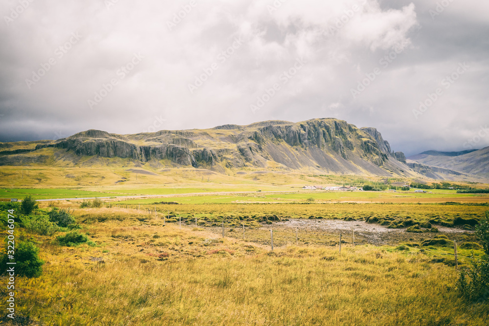 typical volcanic landscape in Iceland
