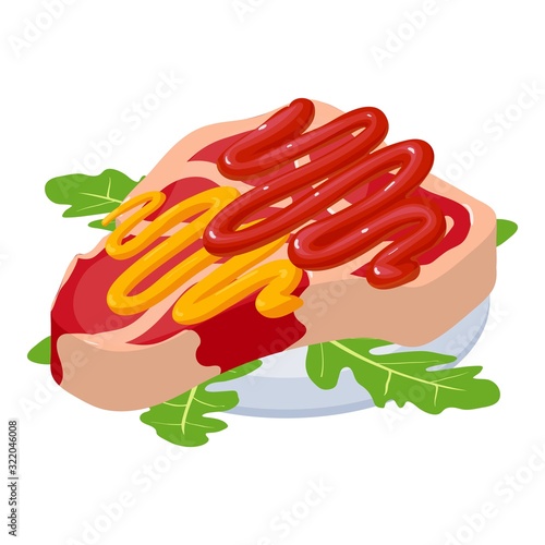 Meat food icon. Isometric illustration of meat food vector icon for web