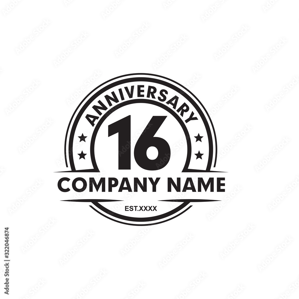 Fototapeta premium 16th year celebrating anniversary emblem logo design