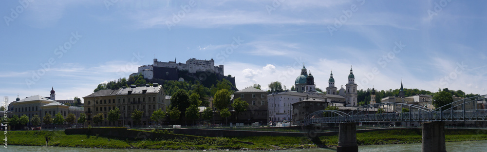 View of the central part of the city of Salzburg, Austria