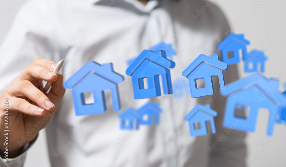 house in among houses for real estate concept. house in among houses for real estate concept.