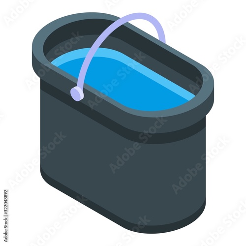 Mop water bucket icon. Isometric of mop water bucket vector icon for web design isolated on white background