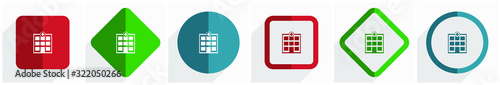 Hospital building icon set, flat design vector illustration in 6 options for webdesign and mobile applications in eps 10