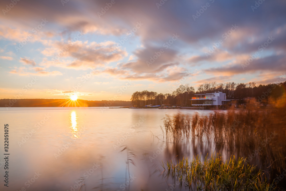 sunset over the lake Ukiel Olsztyn