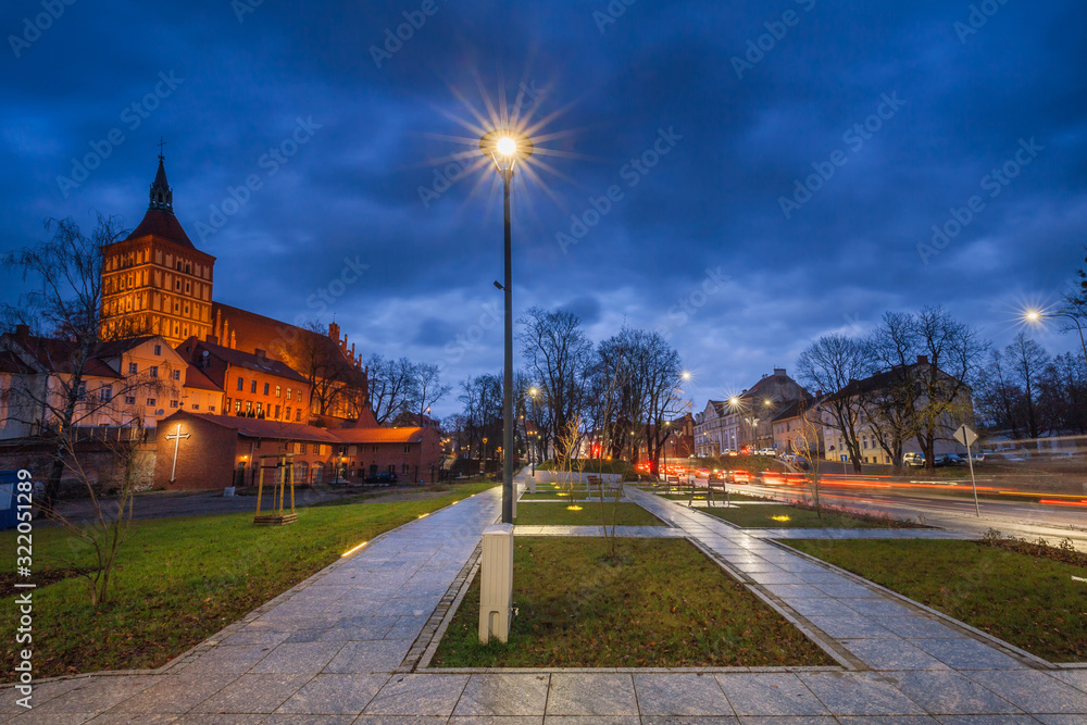 Urban lighting of the squares and the historic cathedral in the city of Olsztyn - Poland