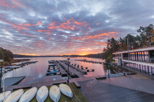 Fototapeta Naklejka Na Ścianę i Meble -  sunset over the lake Ukiel Olsztyn