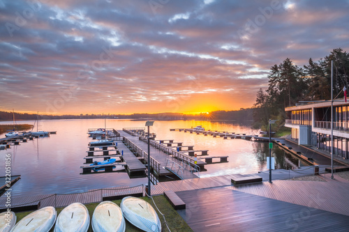 Fototapeta Naklejka Na Ścianę i Meble -  sunset over the lake Ukiel Olsztyn