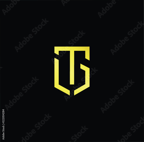 Outstanding professional elegant trendy awesome artistic black and gold color TG GT initial based Alphabet icon logo.