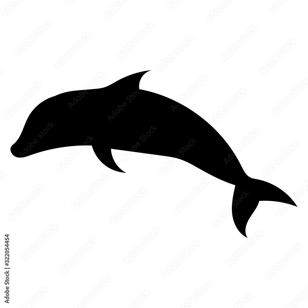 Obraz premium black silhouette of a dolphin jumping into the water a sea animal