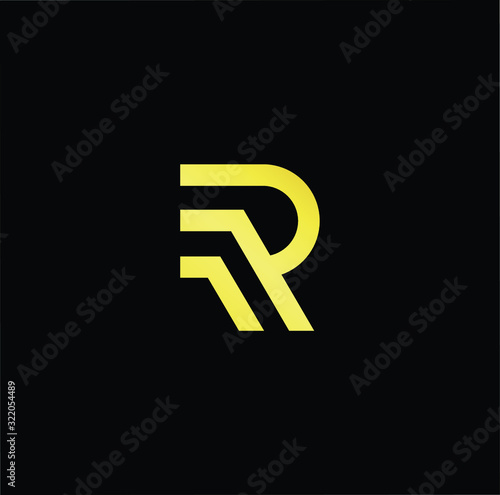 Outstanding professional elegant trendy awesome artistic black and gold color R RR initial based Alphabet icon logo.