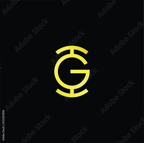 Outstanding professional elegant trendy awesome artistic black and gold color G GI IG GO OG initial based Alphabet icon logo.