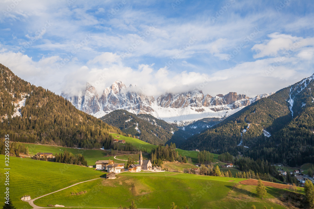 Santa Maddalena village in Val di Funes one of the most beautiful valleys in Dolomite