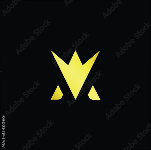Outstanding professional elegant trendy awesome artistic black and gold color AV VA initial based Alphabet icon logo.