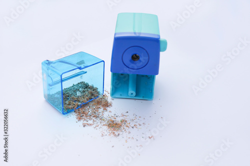 sharpener and pencil residue isolated on white background