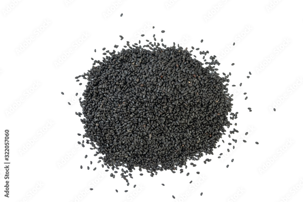 Basil seeds or Hairy, Sabja heap of isolated on white background. front view. spices and food ingredients Basil seeds or Hairy, Sabja heap of isolated on white background. front view. spices and food ingredients