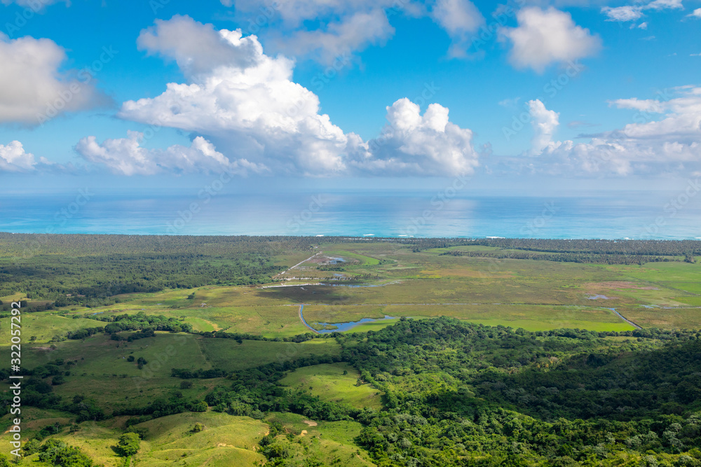 Beautiful view of the Rounded Lagoon from the Rounded Mountain at Miches, Dominican Republic. Montaa Redonda Miches.