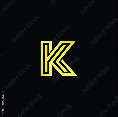 Outstanding professional elegant trendy awesome artistic black and gold color K KK initial based Alphabet icon logo.
