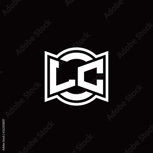 LC logo monogram with ribbon style circle rounded design template