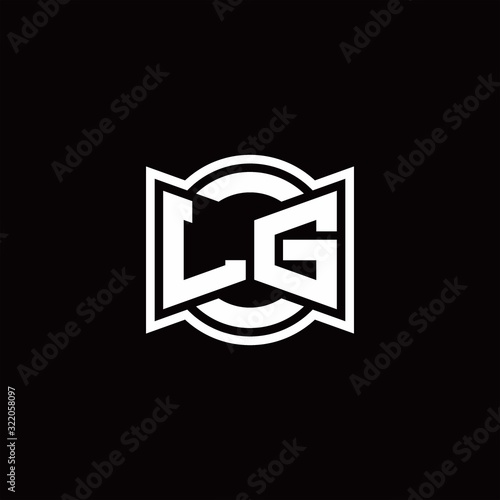 LG logo monogram with ribbon style circle rounded design template