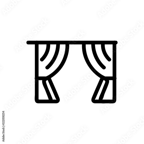 curtain icon vector. Thin line sign. Isolated contour symbol illustration