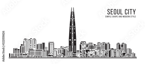Cityscape Building Simple architecture modern abstract style art Vector Illustration design -  Seoul city