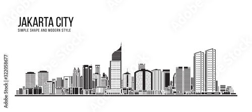 Cityscape Building Simple architecture modern abstract style art Vector Illustration design -  Jakarta city