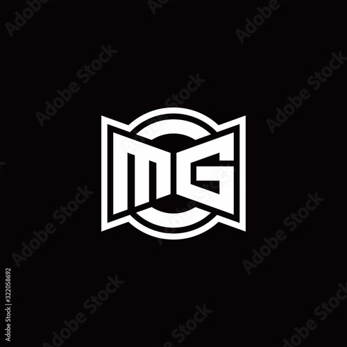 MG logo monogram with ribbon style circle rounded design template