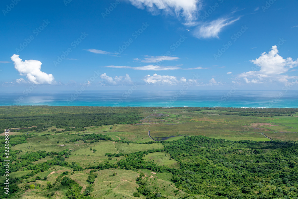 Beautiful view of the Rounded Lagoon from the Rounded Mountain at Miches, Dominican Republic. Montaa Redonda Miches.