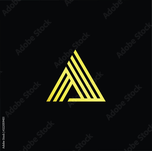 Outstanding professional elegant trendy awesome artistic black and white gold A AA AAA initial based Alphabet icon logo.